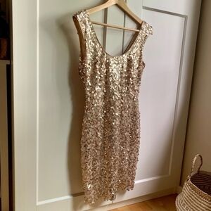 Guess Lori Champagne Gold and Silver Sequin Mini Dress